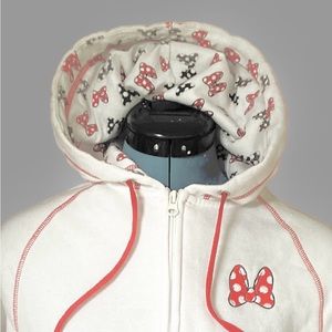 Minnie Mouse Disney zippered front hooded sweatshirt XS Like new